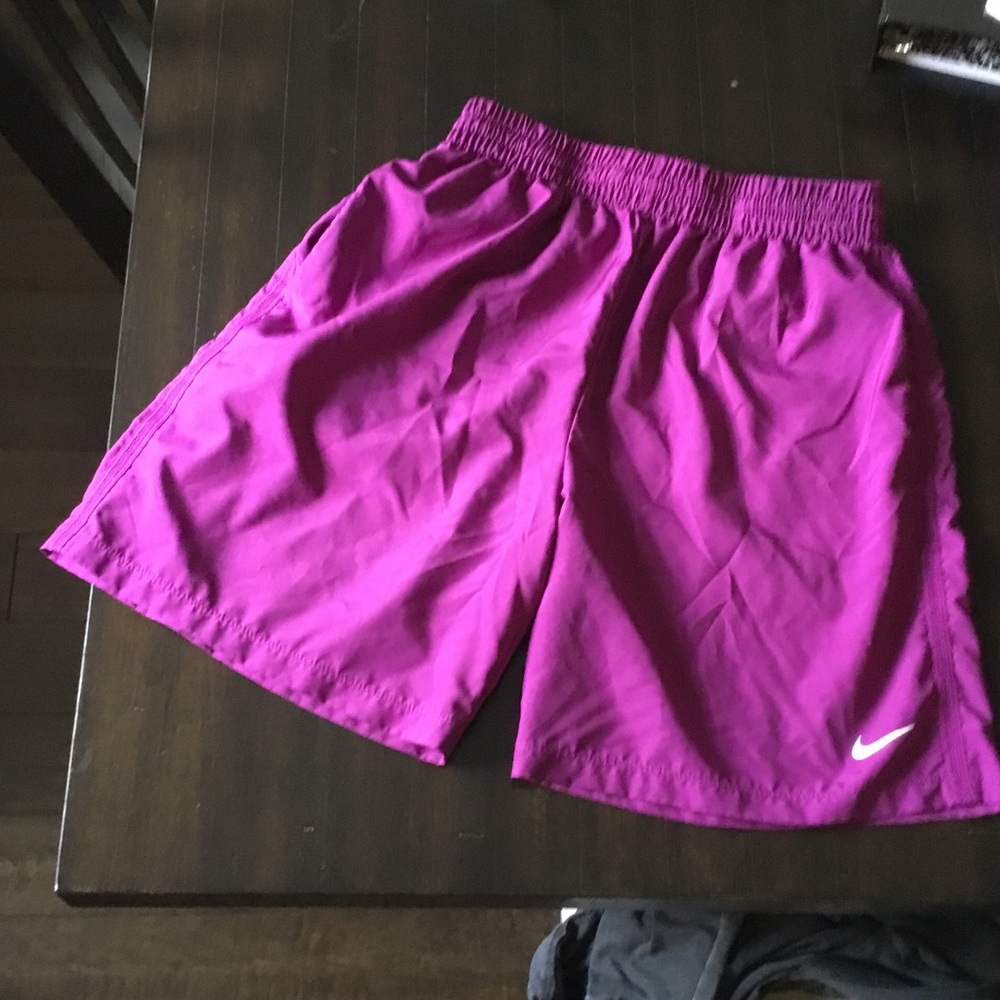 Nike Kids Magenta Athletic Shorts with Swoosh